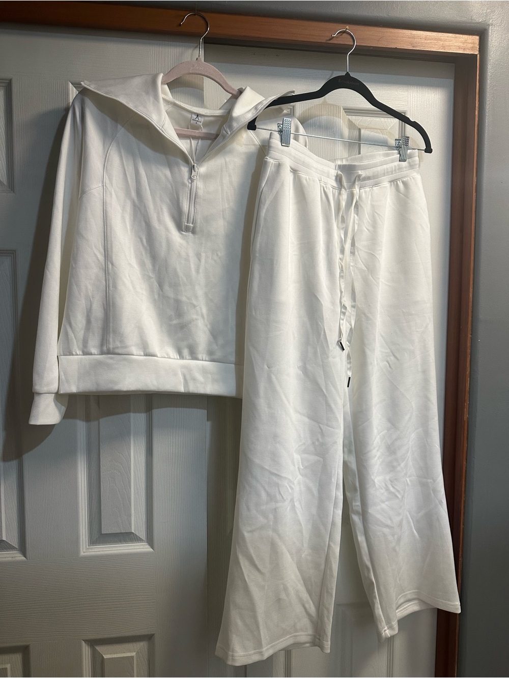 Women's Wide-Leg Lounge Pants in White — Cozy Casual